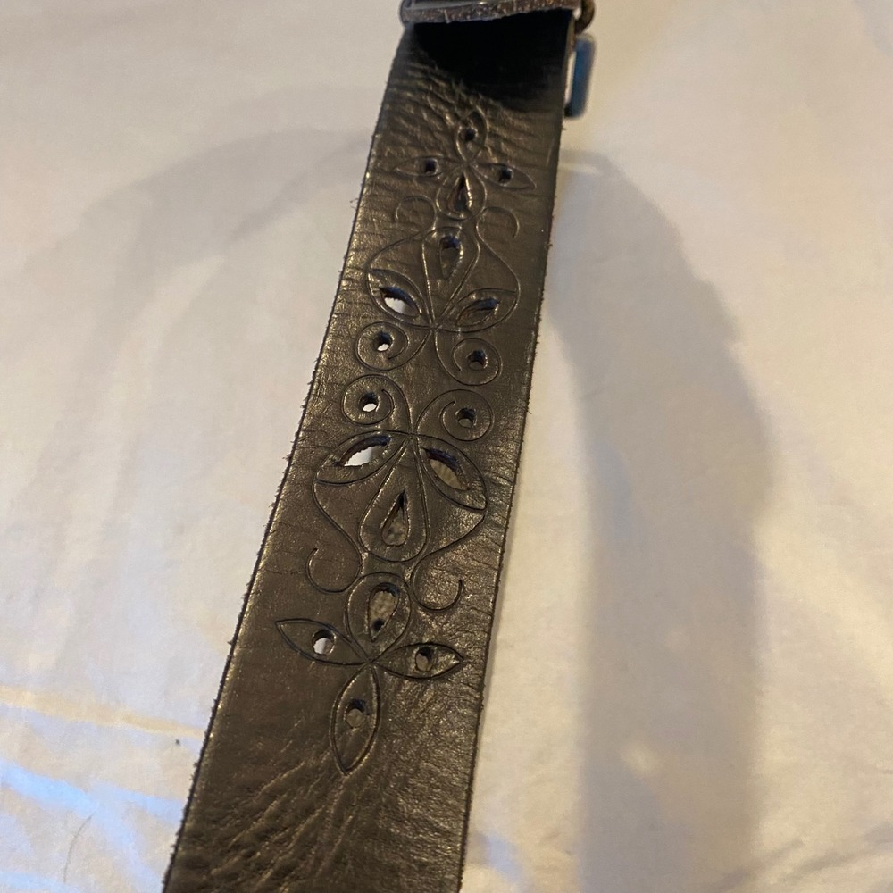 GAP Women Genuine Leather Cutout Design Belt Silver Buckle Sizeโ Small